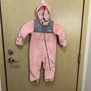 The North Face One Piece 12-18 Months Infant Pink Fleece Osito Baby Hooded